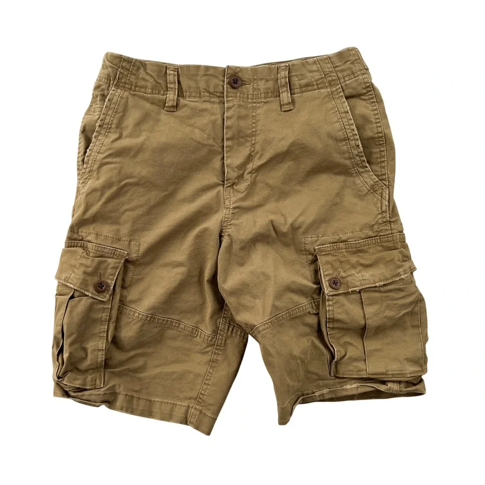 Y2K American Eagle Classic Cargo Shorts Mens 30 Khaki Brown Flex Cotton Blend